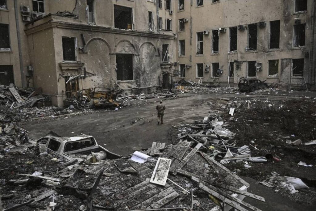 Destroyed Urban Area in Ukraine